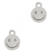 Colgante metálicos DQ smiley 10x8mm - Plata vieja